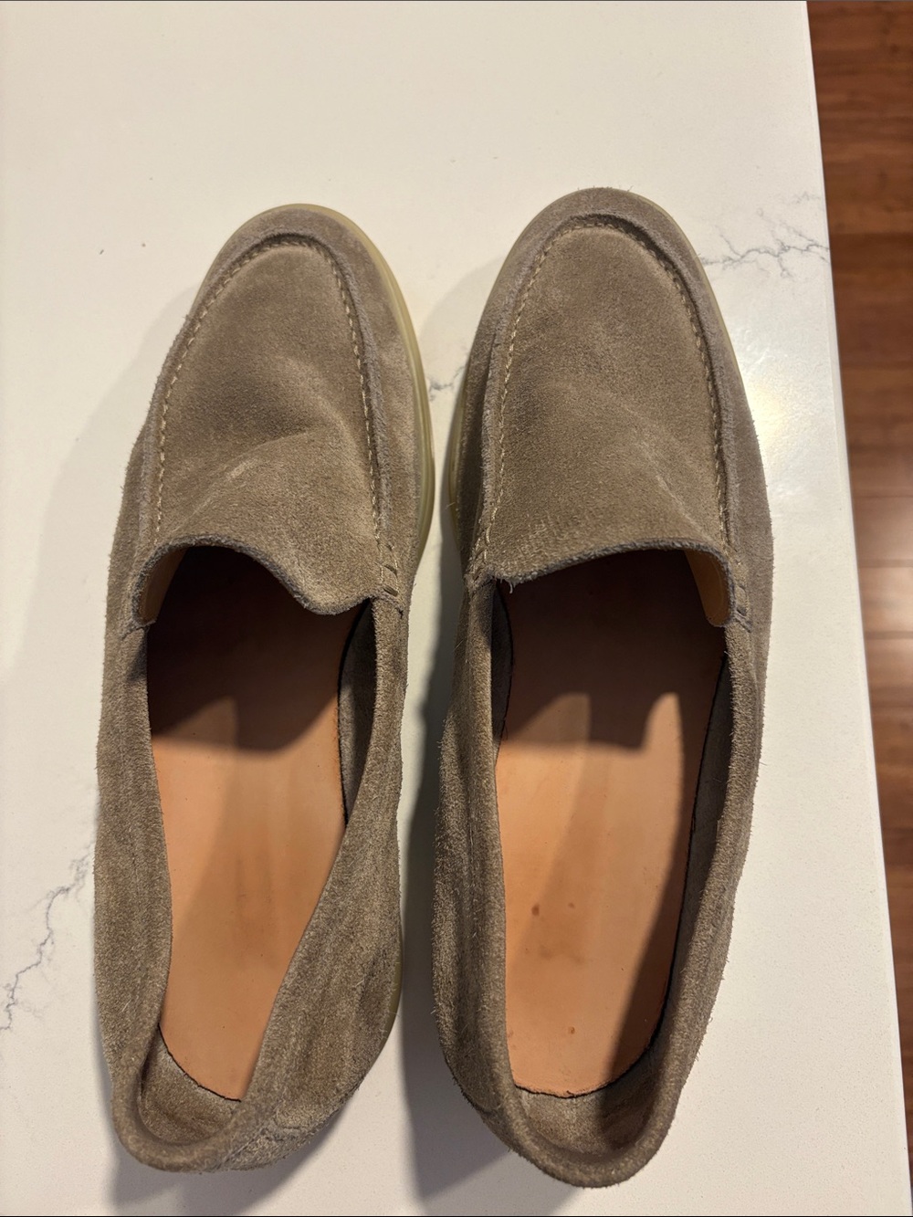 Suitsupply Suede Slip-On Loafers in Taupe